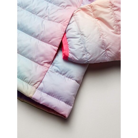 Girls Pink Ombre Lightweight Water Resistant Hooded Puffer Jacket Winter Coat - Picture 4 of 6